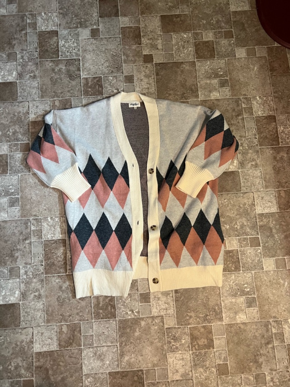 3X Haptics Argyle Button-Up Cardigan Sweater